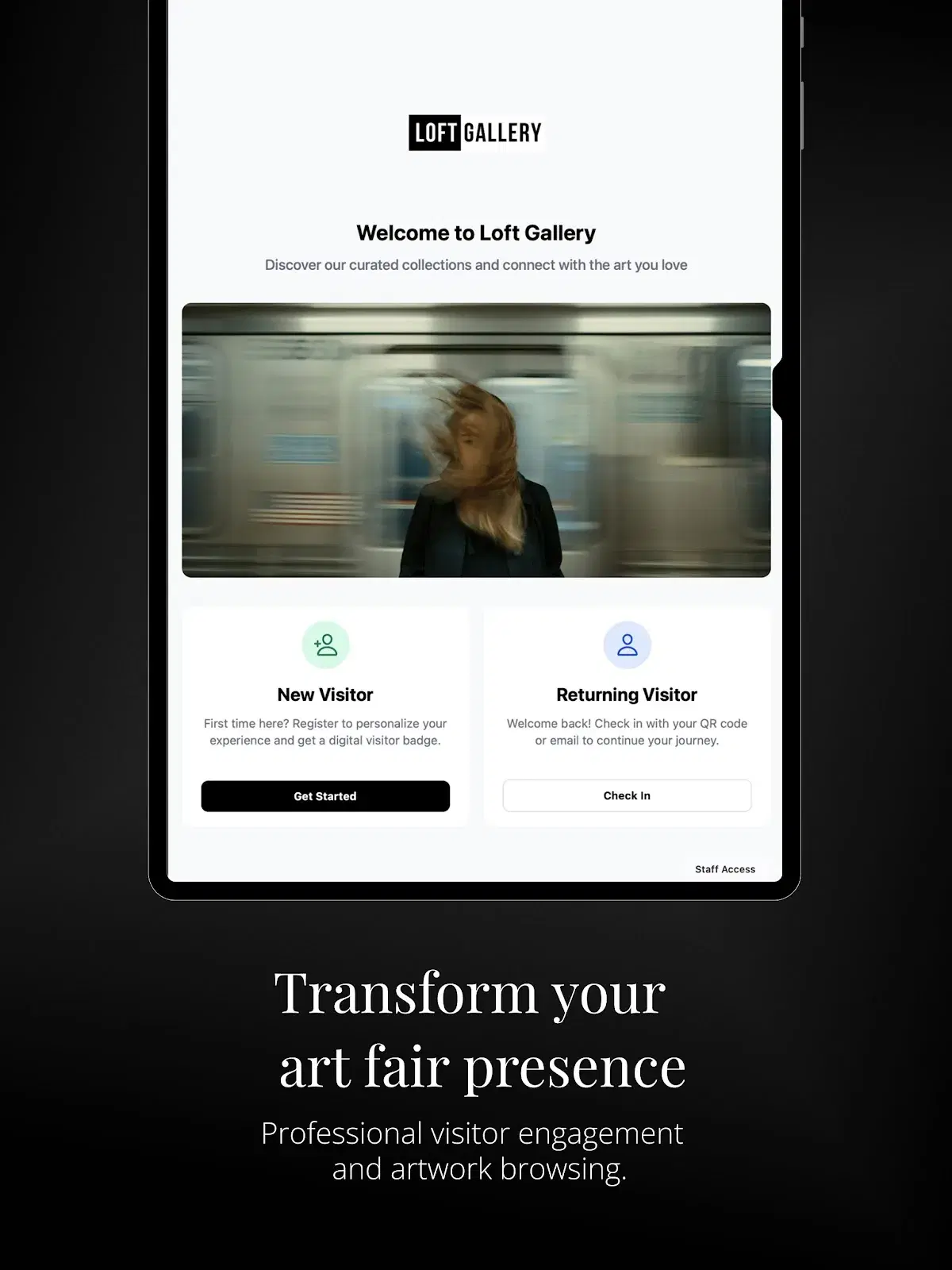 On View on a tablet — welcome visitors to your gallery