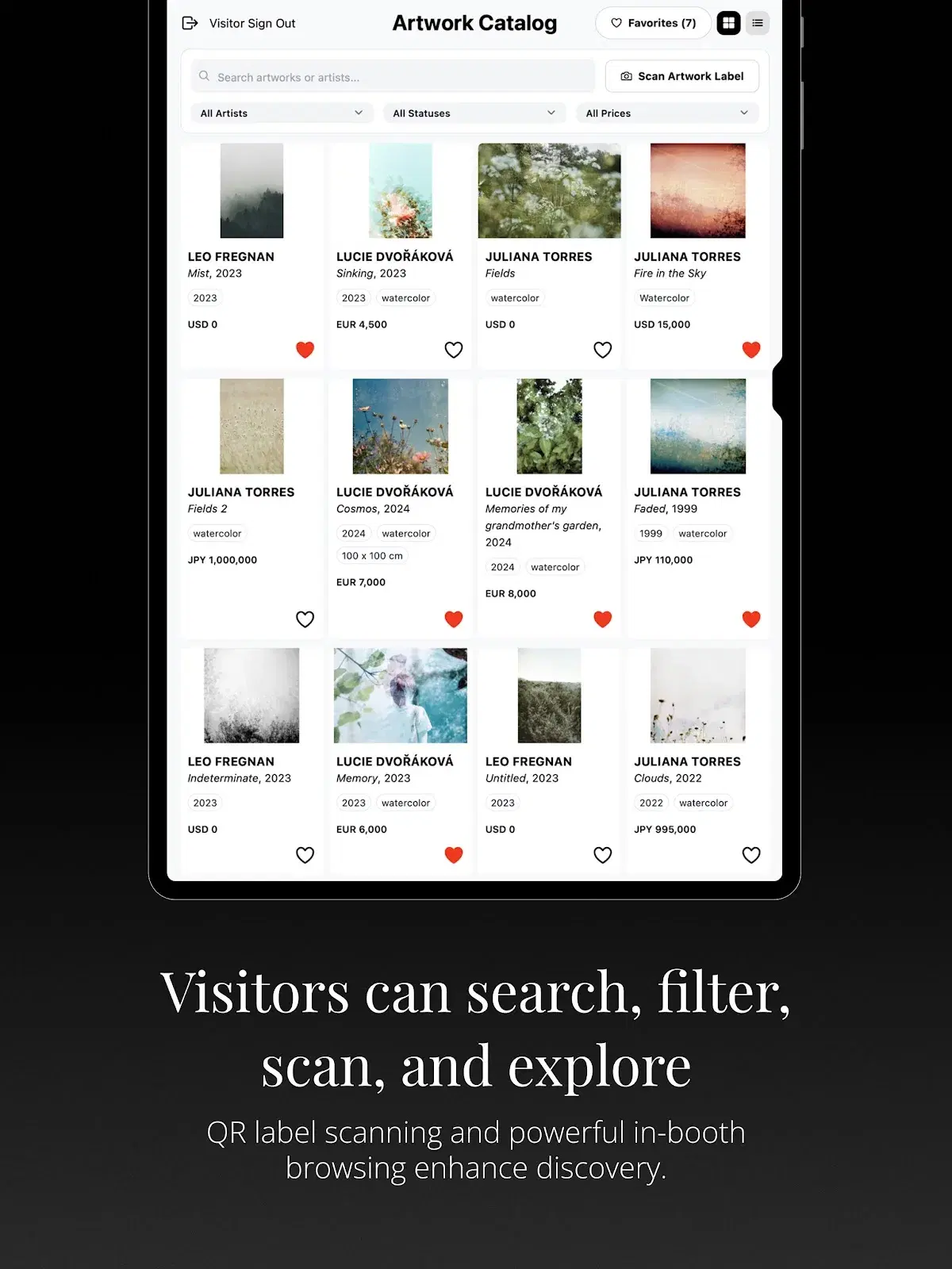 On View artwork catalog with search and filters