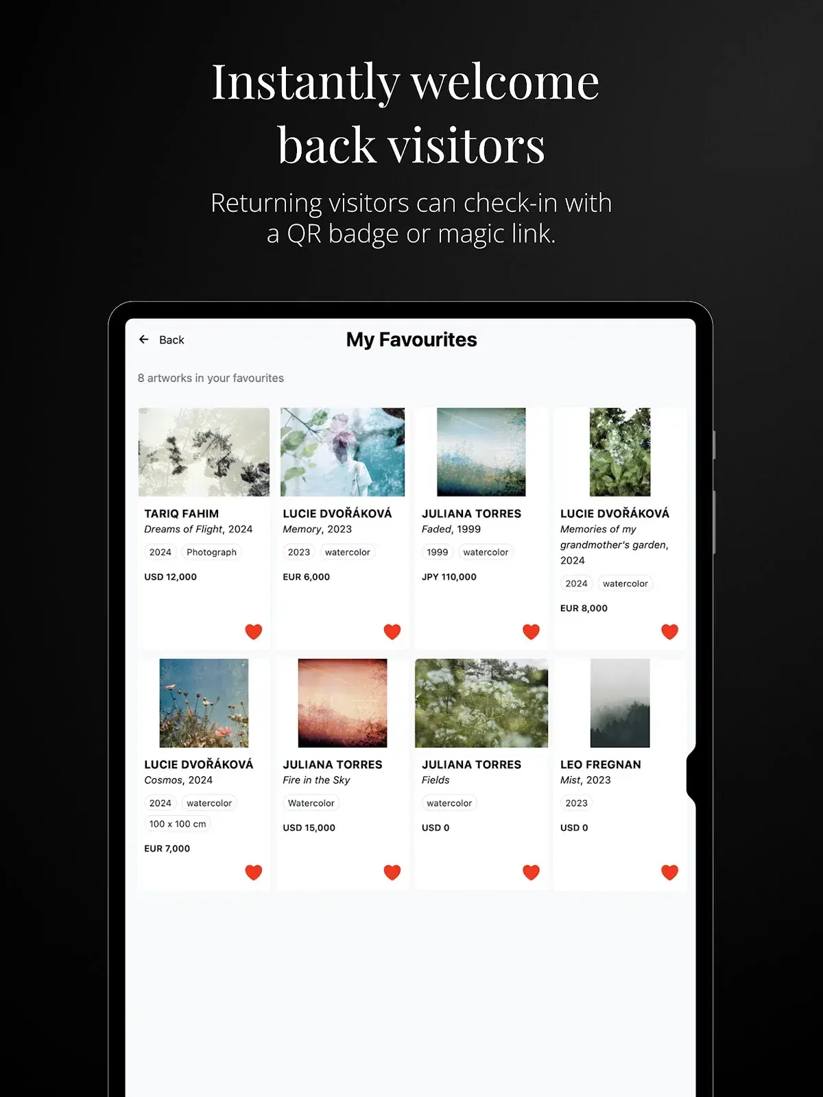 On View favourites list for visitors