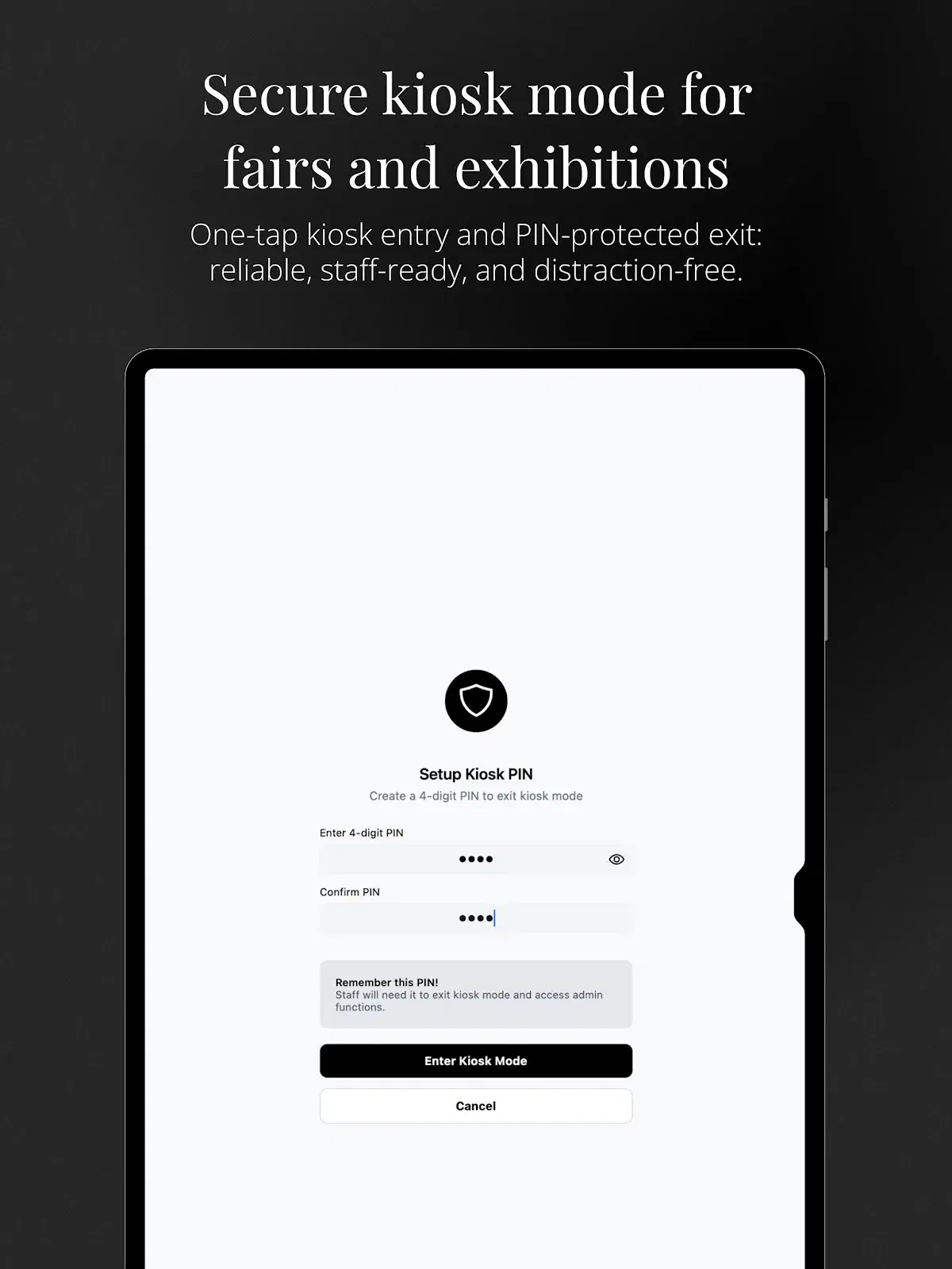 On View secure PIN presentation mode setup